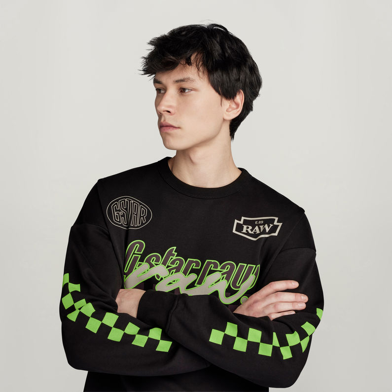 G-STAR® Moto Sport Graphic Loose Sweater Black