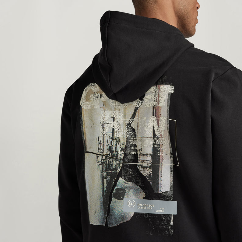 G-STAR® Back Print Hoodie Zwart