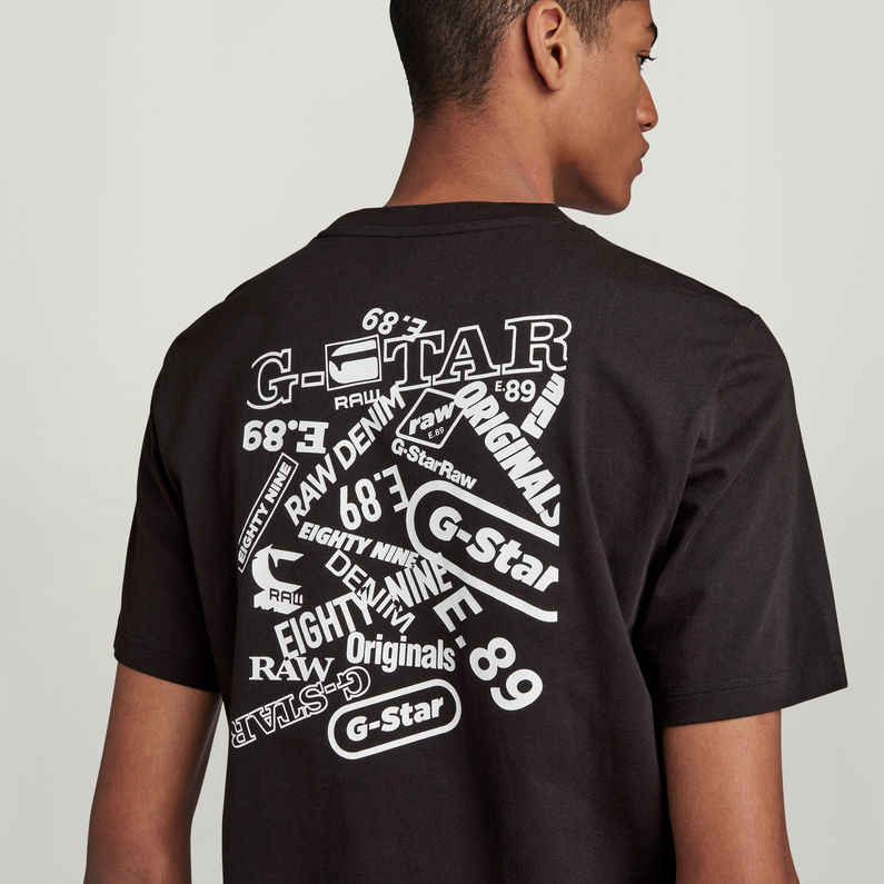 G-STAR® T-Shirt Back Graphic Slim Noir