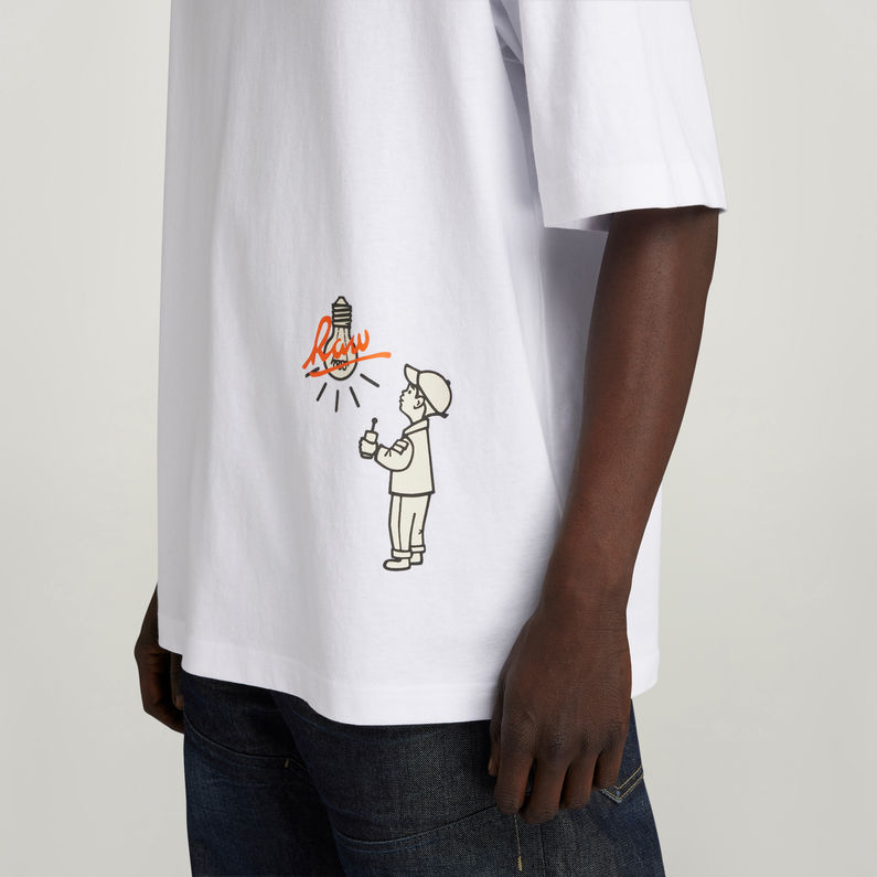 G-STAR® T-Shirt Light Bulb Graphic Boxy Blanc