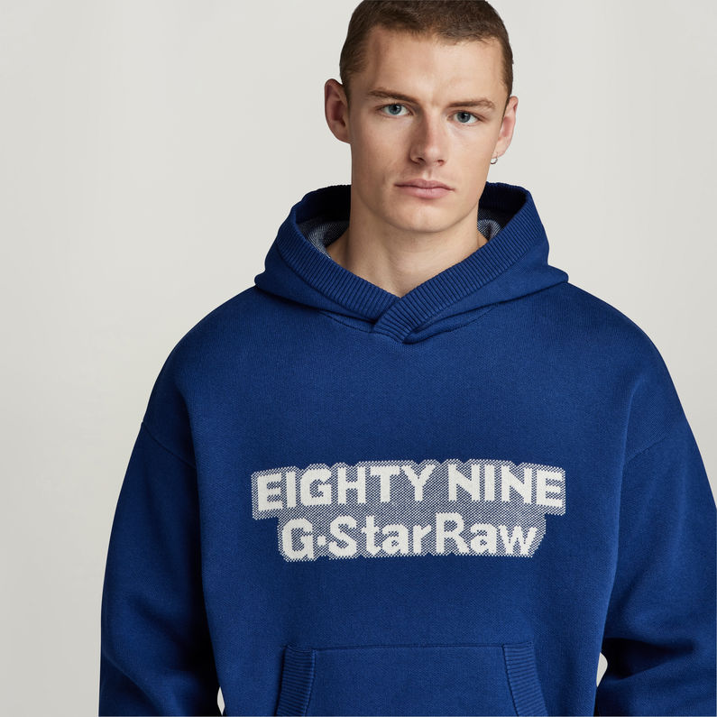 G-STAR® Graphic Loose Gebreide Hoodie Midden blauw