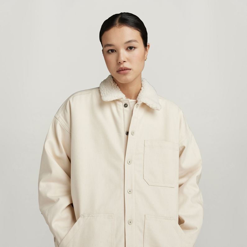 G-STAR® Boxy Sherpa Lined Overshirt Beige