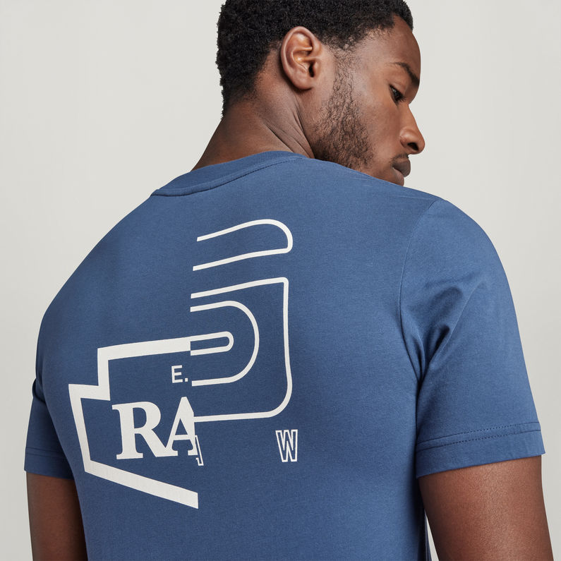 G-STAR® T-Shirt Multi Graphic Slim Bleu moyen