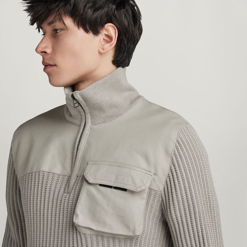 G-STAR® Army Half Zip Knitted Sweater Grey