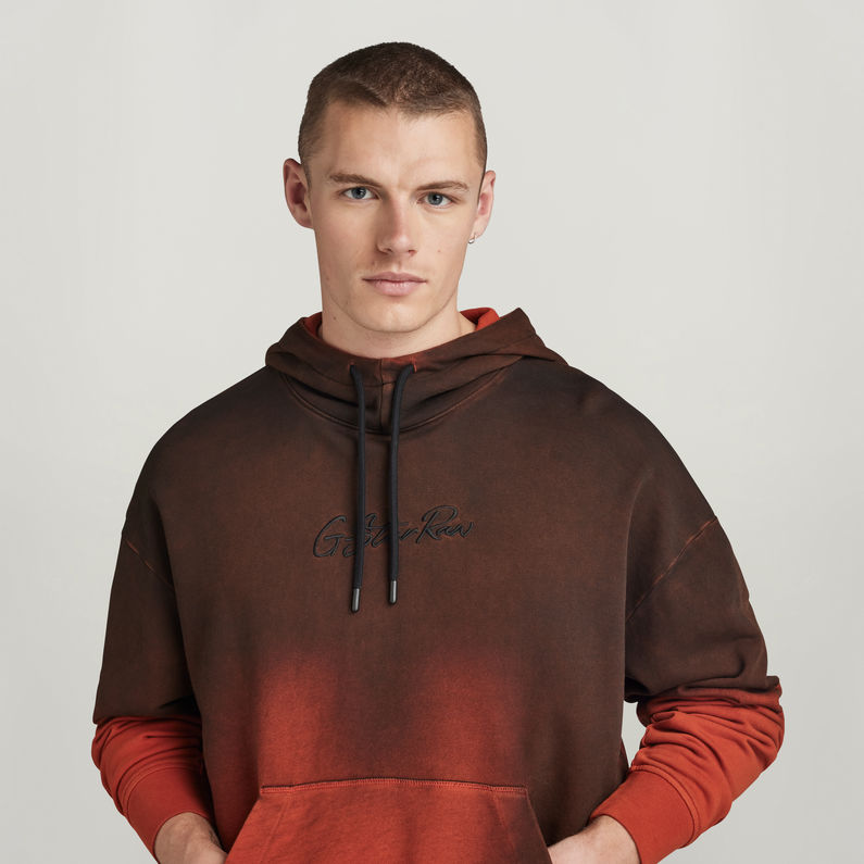 G-STAR® Hand Sprayed Hooded Loose Sweater オレンジ