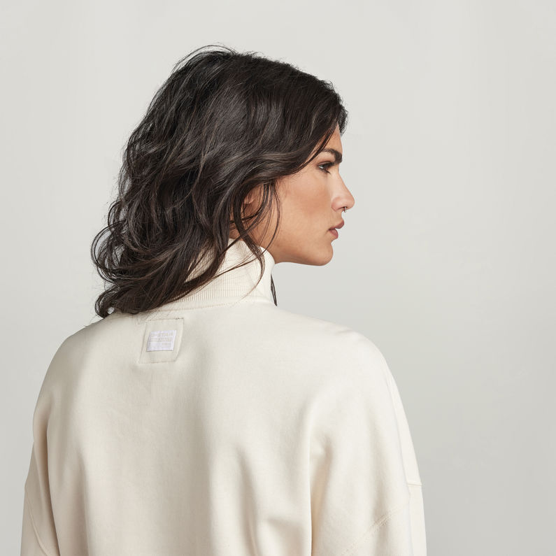 Cropped Half Zip Loose Sweater | ホワイト | G-STAR® JP