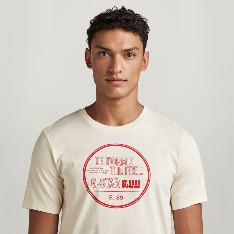 G-STAR® T-Shirt Chest Graphic Slim Blanc