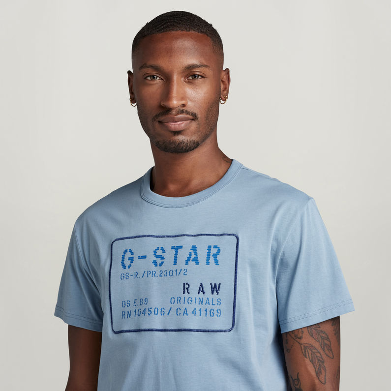 G-STAR® T-shirt Applique Multi Technique Bleu clair