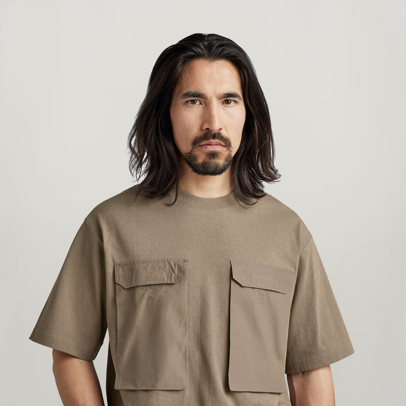 G-STAR® Utility Woven Mix Boxy T-Shirt Brown