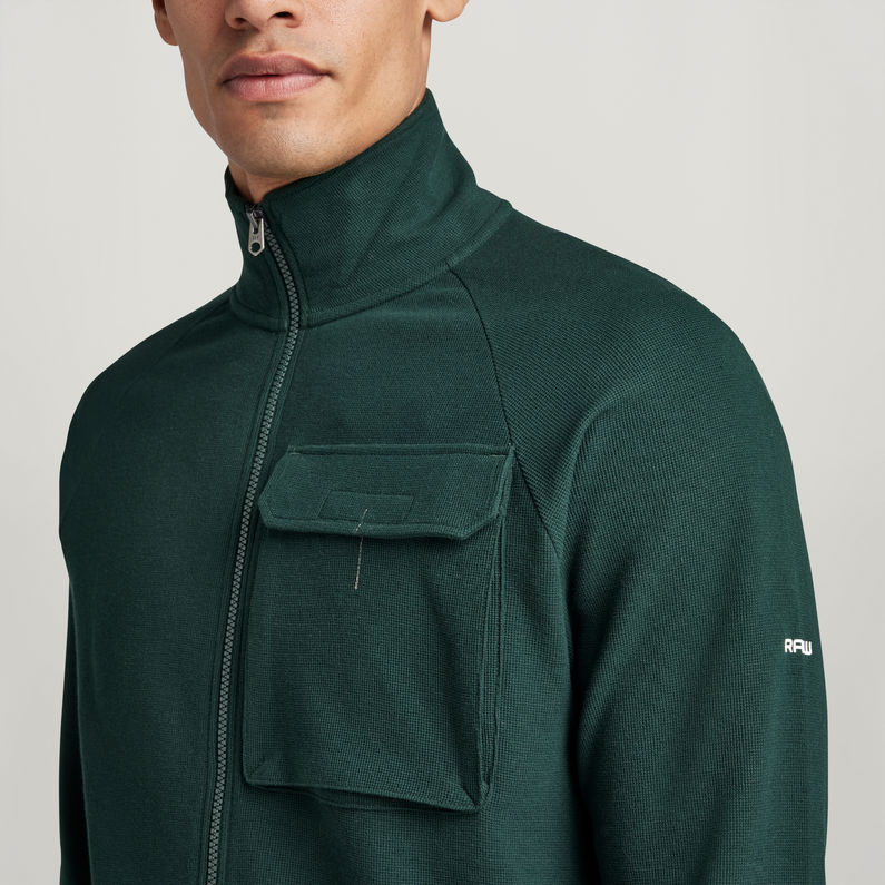 G-STAR® Lightweight Sweater Logo Tape Center Back Zip Green