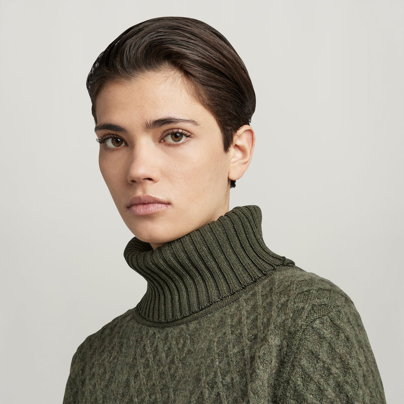 G-STAR® Knitted Turtleneck Sweater Structure Loose Green