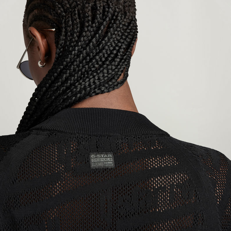G-STAR® Pull en Maille Pointelle Text Noir