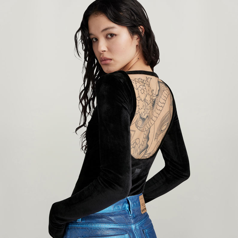 G-STAR® Deep Scoop Slim Body Top Black
