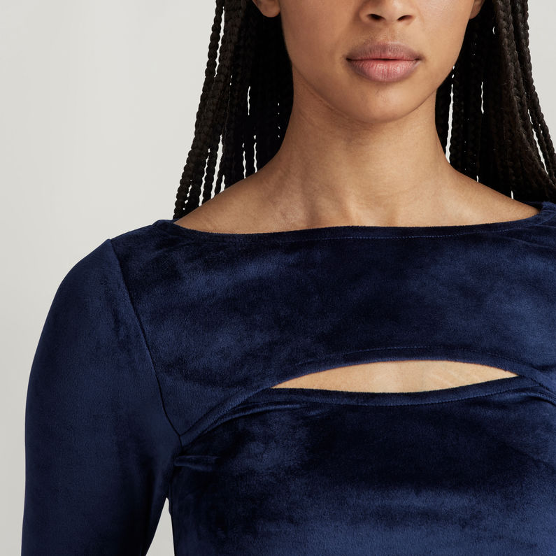 G-STAR® Cut-Out Slim Boothals Top Donkerblauw