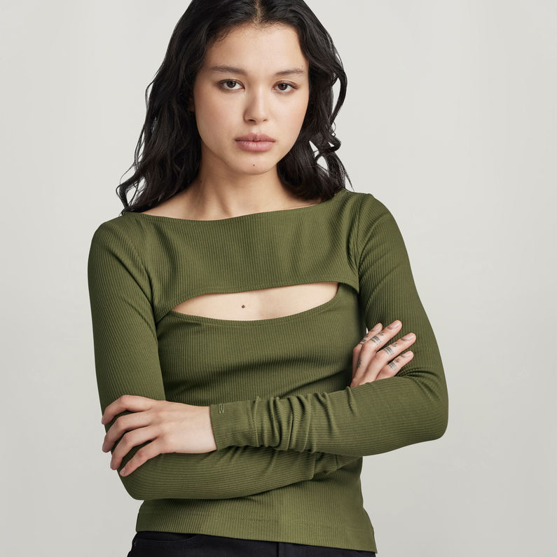 G-STAR® Cut-Out Slim Boat Top Green