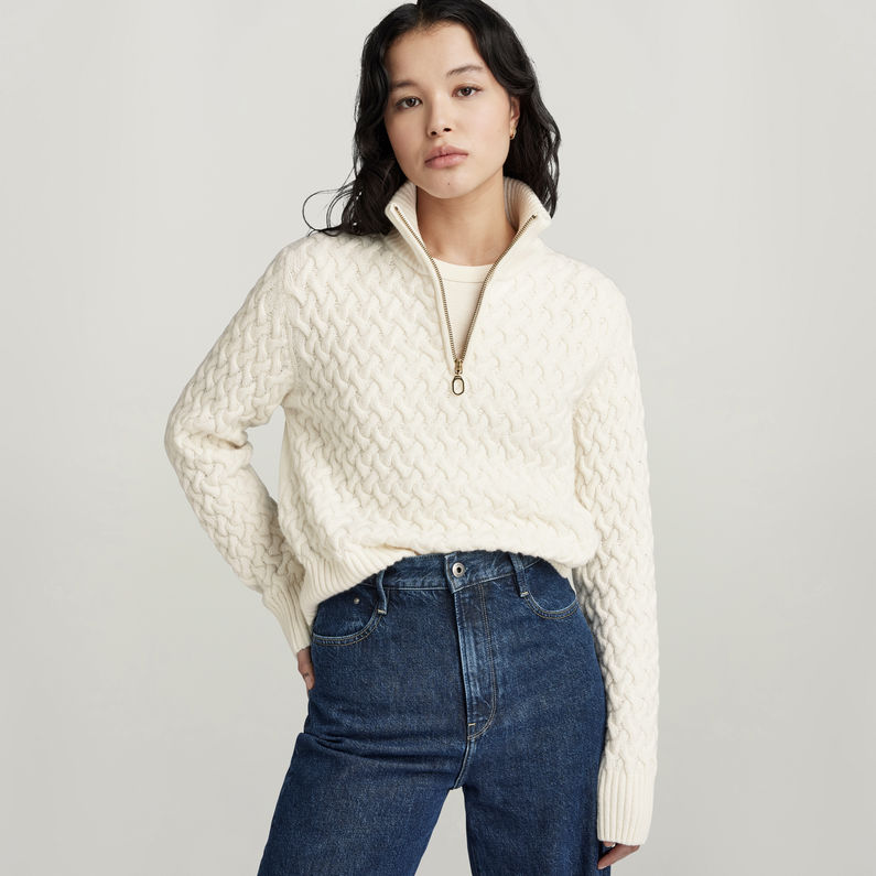 G-STAR® Chunky Knitted Skipper Sweater Beige