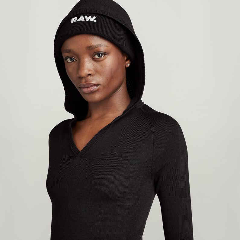 G-STAR® Pull en Maille Hooded Slim Noir