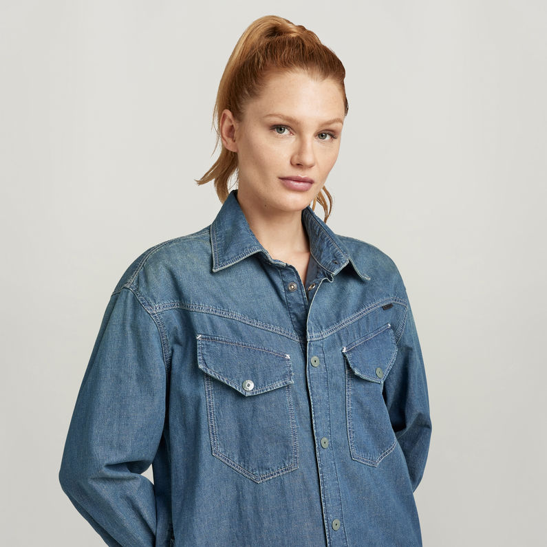 G-STAR® Long Western Shirt Dress Evergreen ミディアムブルー
