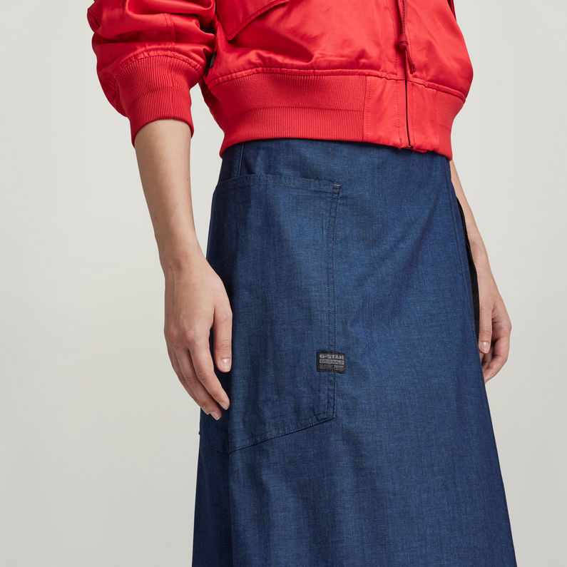 G-STAR® A-Line Long Wrap Skirt Dark blue