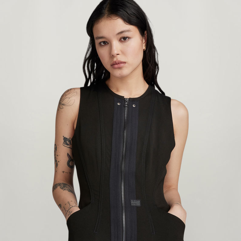 G-STAR® Vestido Corset Flare Sleeveless Negro