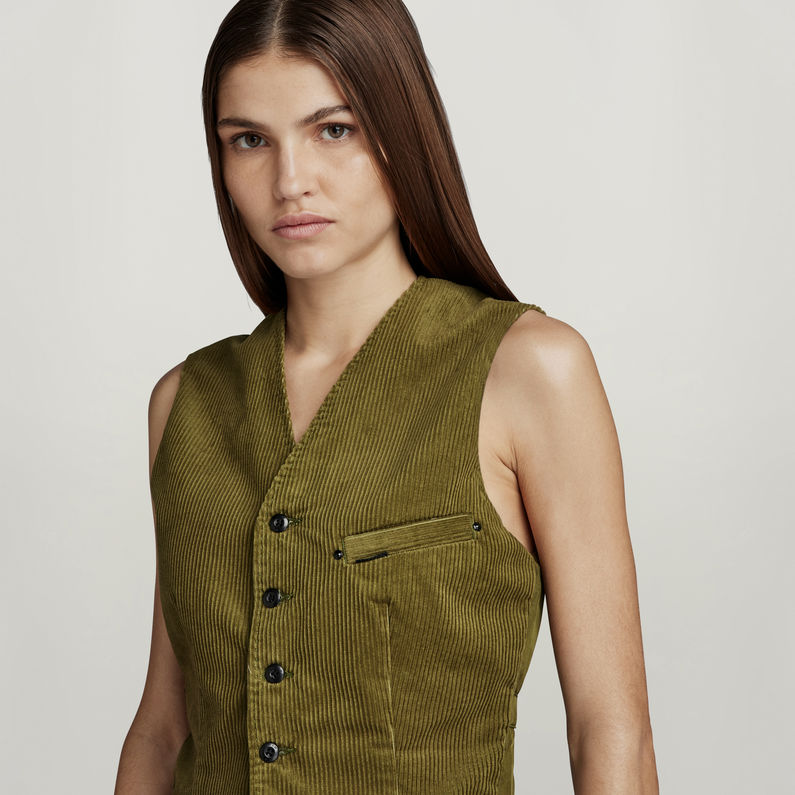 G-STAR® Cord Waistcoat Sleeveless Green