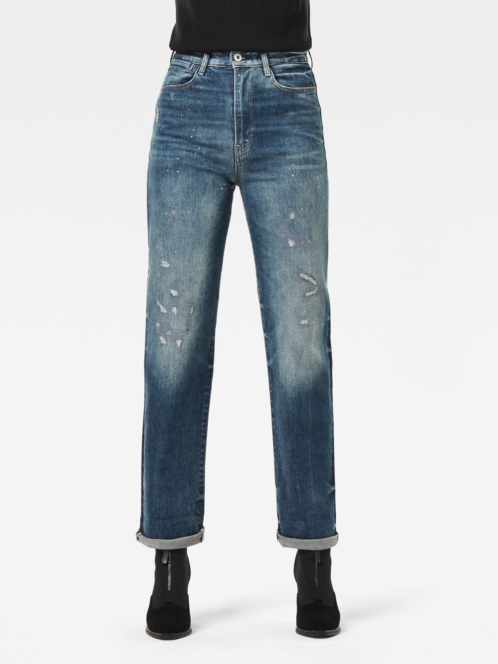 Tedie Ultra High Straight Ripped Edge Ankle C Jeans G STAR AU