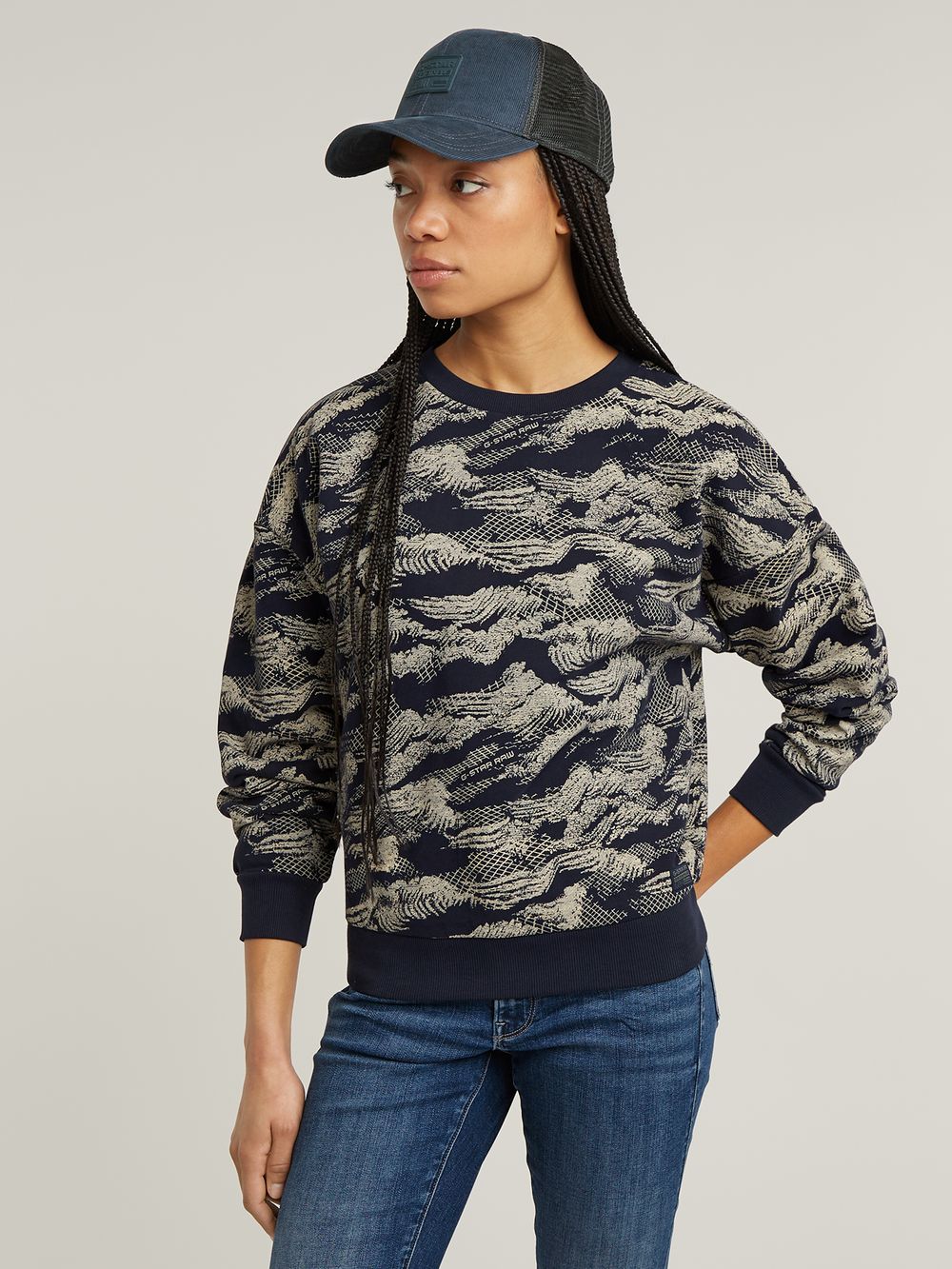Lace AOP Loose Sweater Multi color G STAR CA