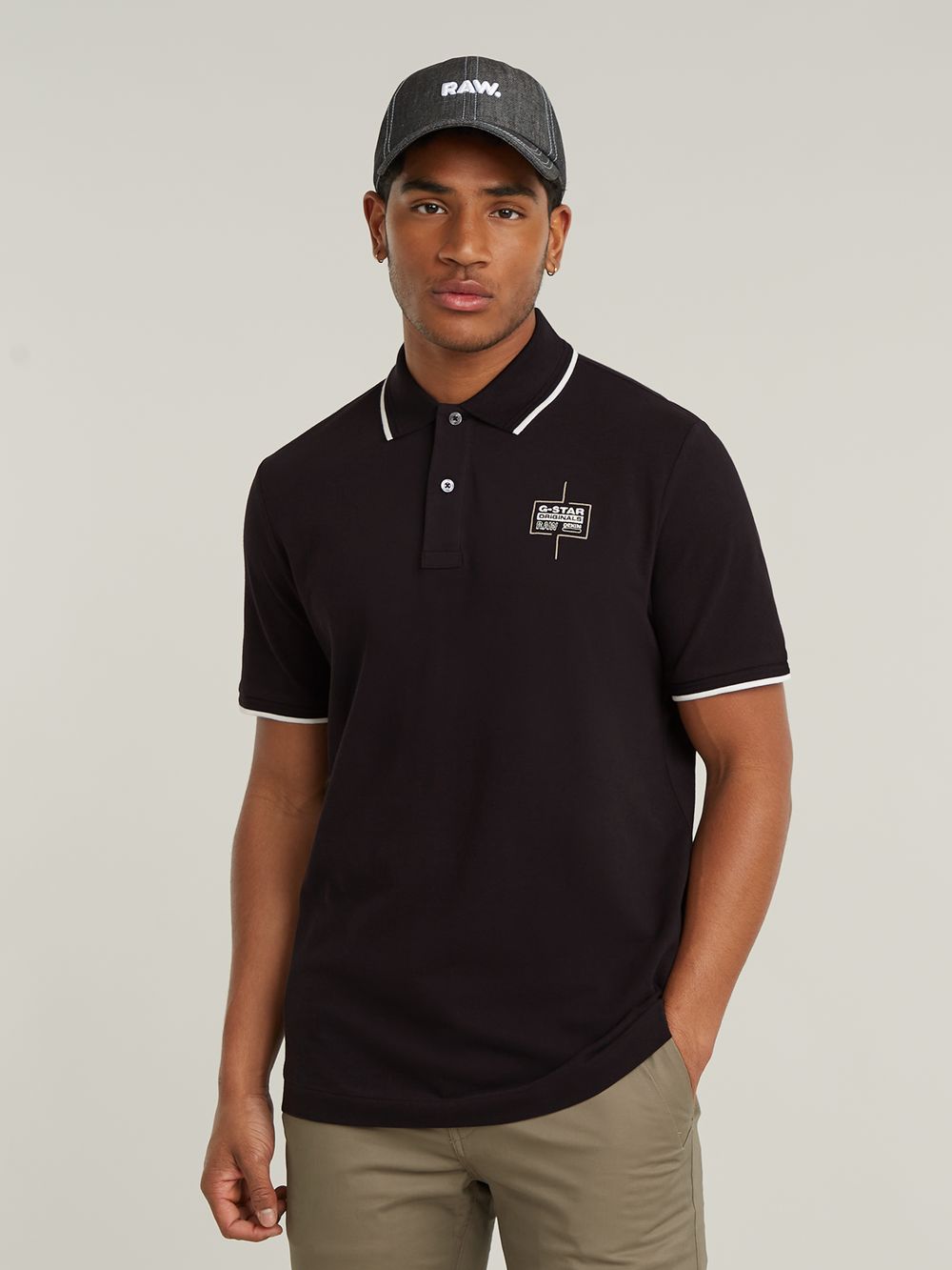【お1人様1点限り】 Chest Logo Striped Polo | Black | G-STAR® TW コレクション