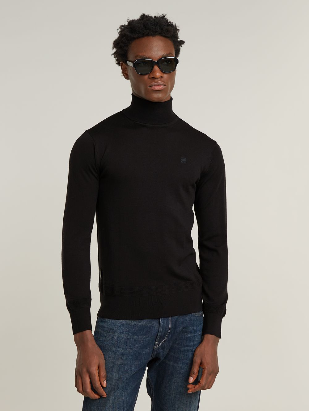 Premium Core Turtle Neck Knitted Sweater Black G STAR AU