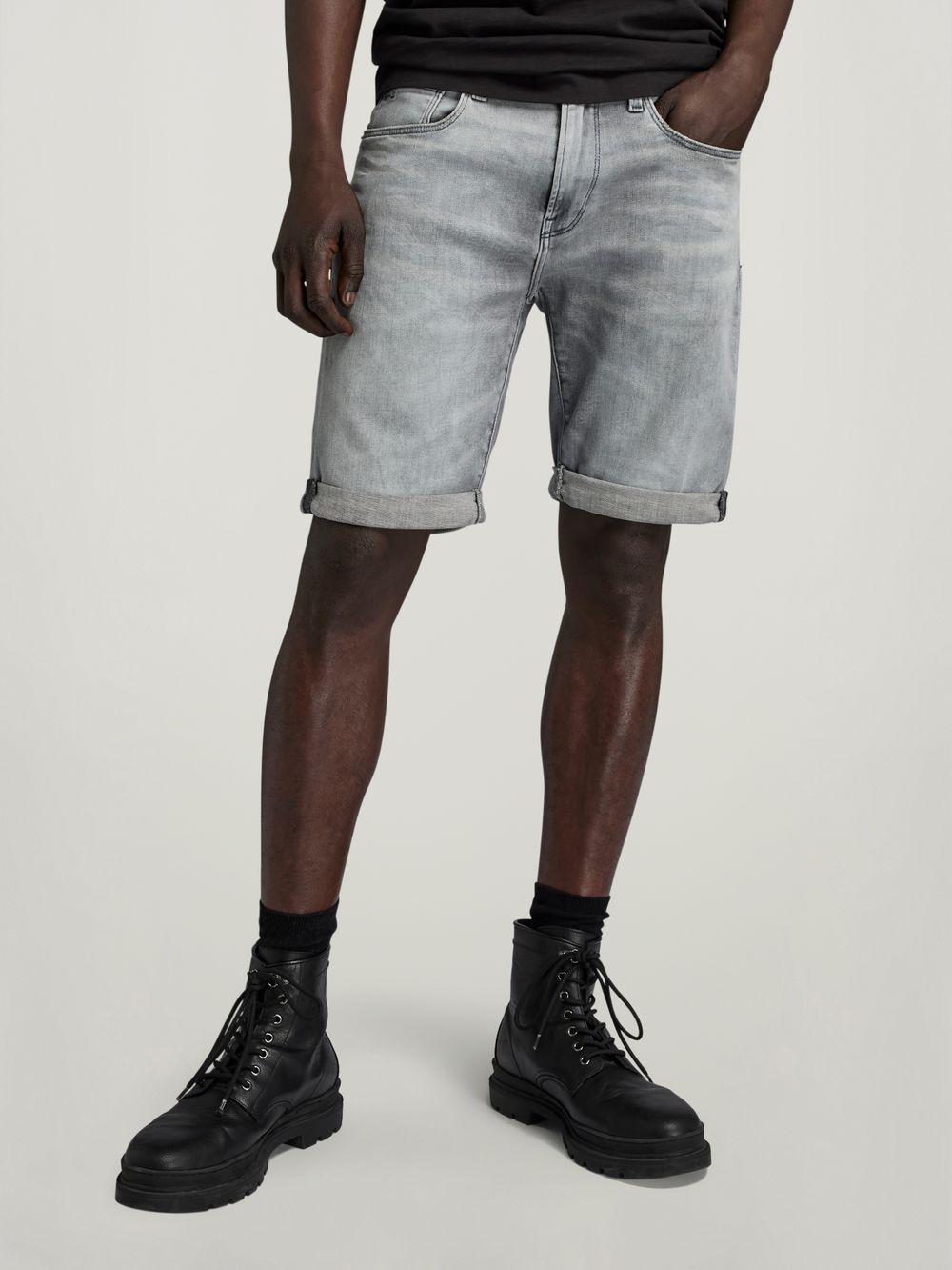 3301 Slim Denim Shorts Grey G STAR AU