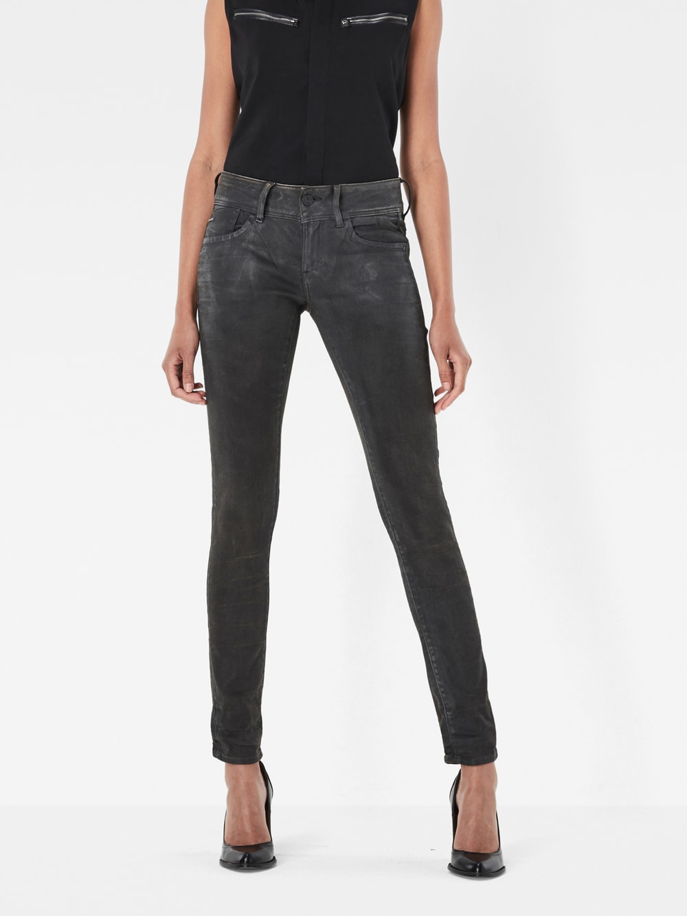 Midge Zip Mid-Waist Skinny Jeans | Dark blue | G-STAR® US