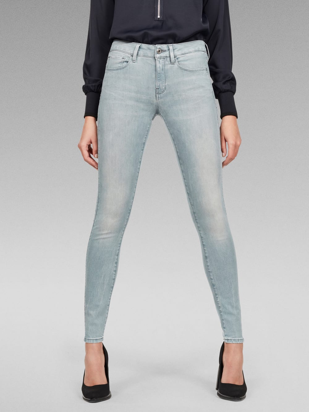 Midge Zip Mid-Waist Skinny Jeans | Dark blue | G-STAR® US