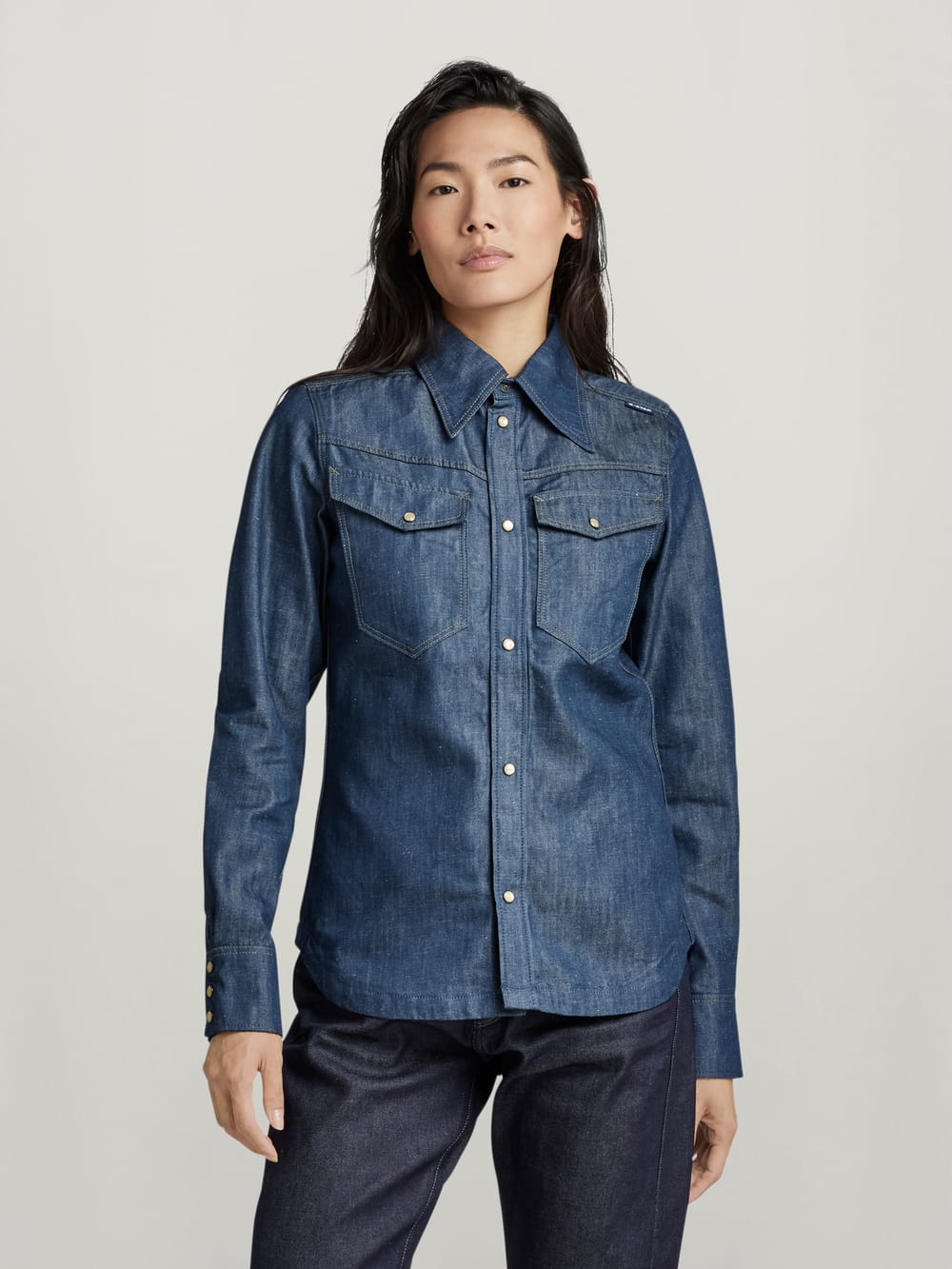 Dark blue jean shirt store