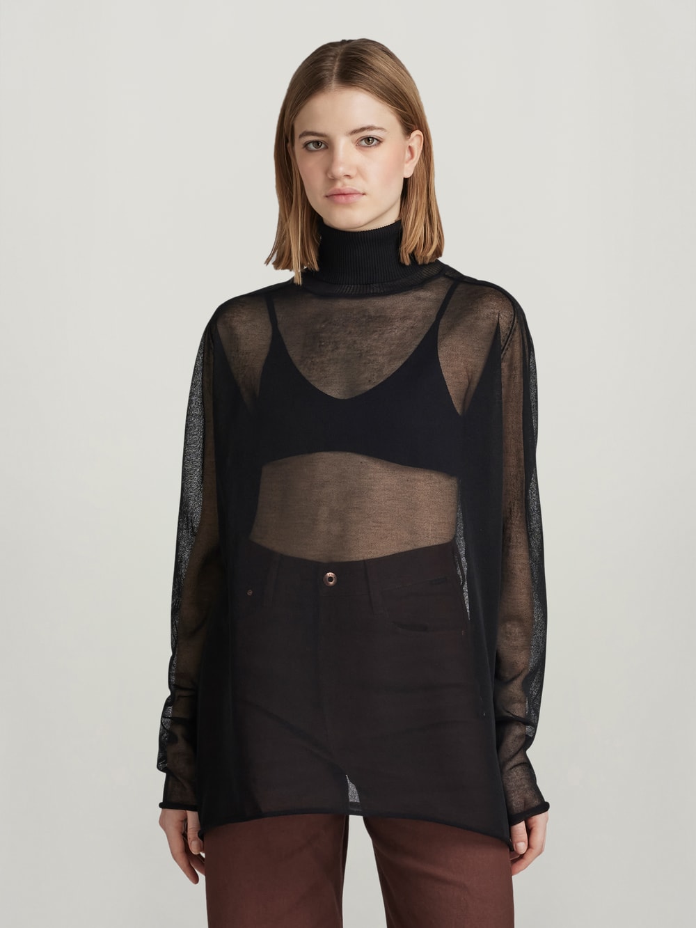 Sheer Loose Turtle Knitted Sweater | Black | G-STAR® US