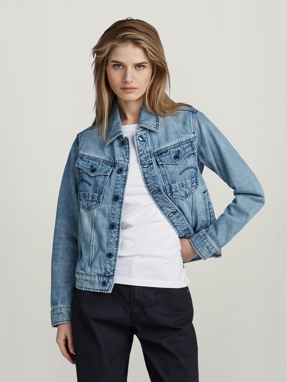 Raw denim trucker jacket top