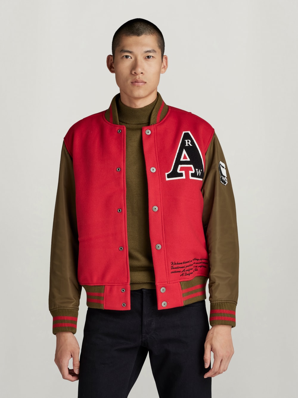 Red and black baseball jacket outlet