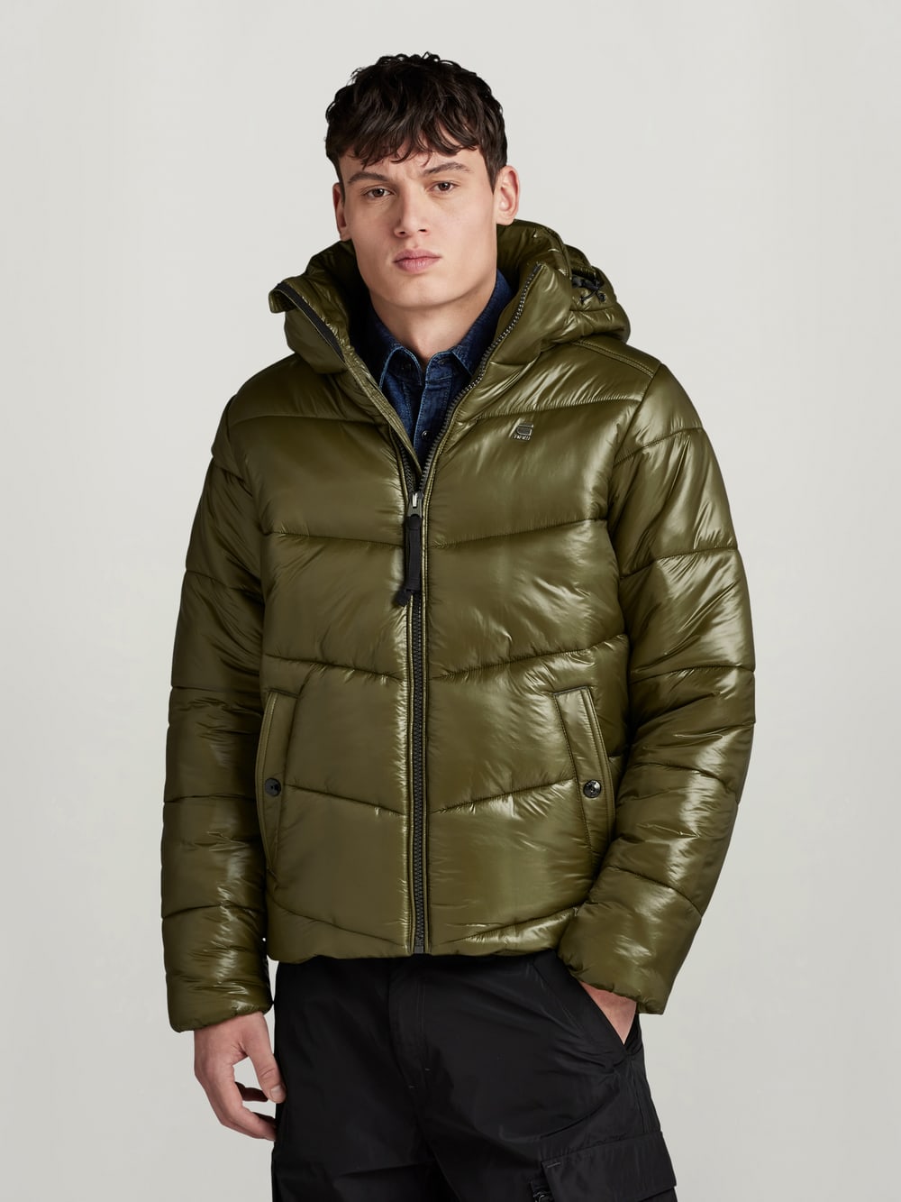 Mens green hooded jacket on sale