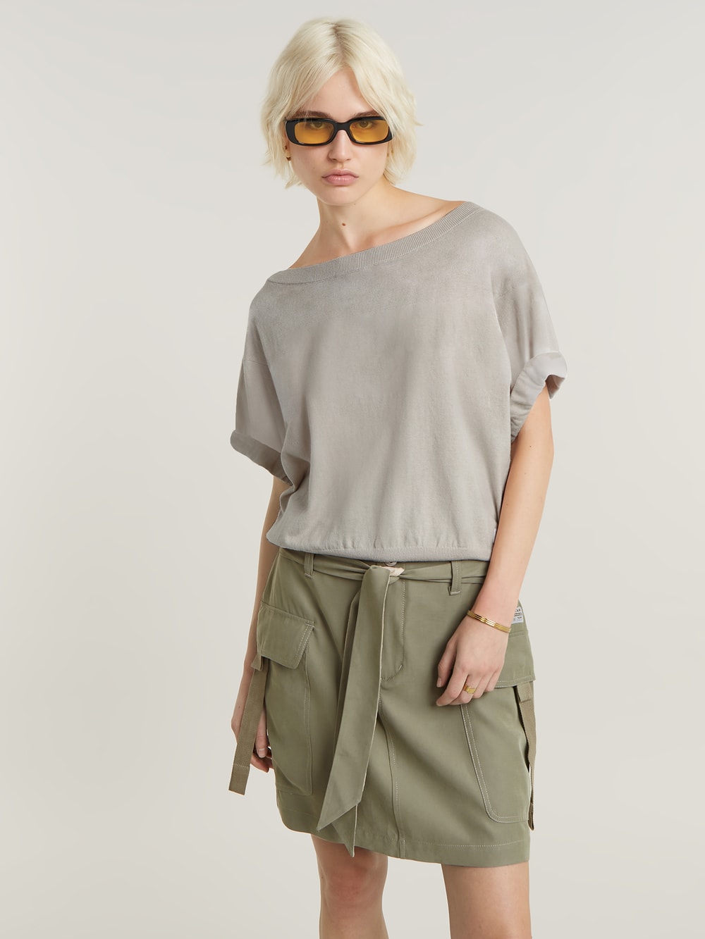Blousy Boat Neck Jumper Loose Beige G STAR AU