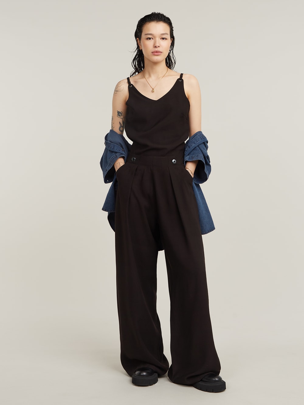 Fluid Strap Jumpsuit Schwarz G STAR DE