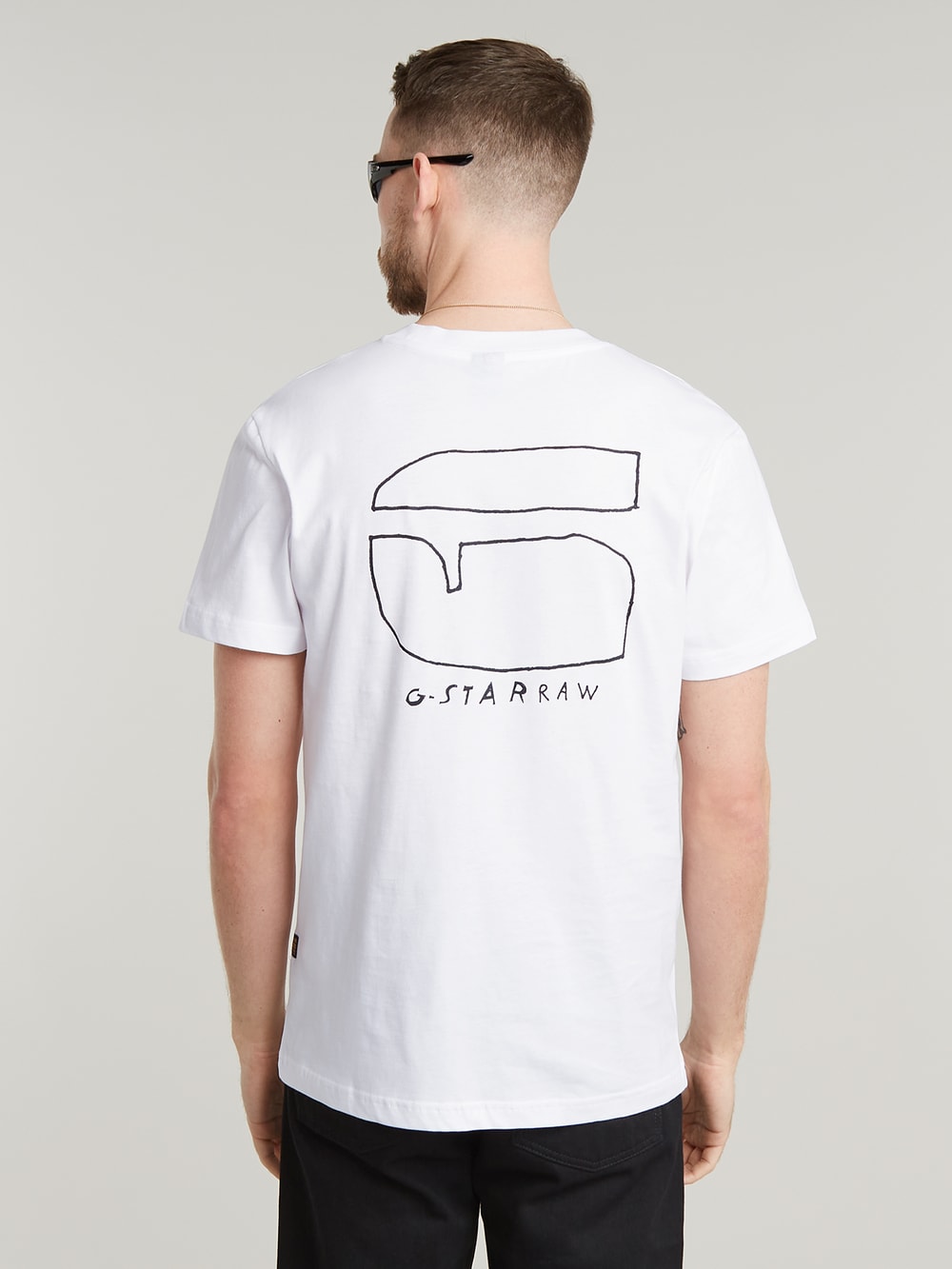 Handwriting Back Print T Shirt White G STAR AU