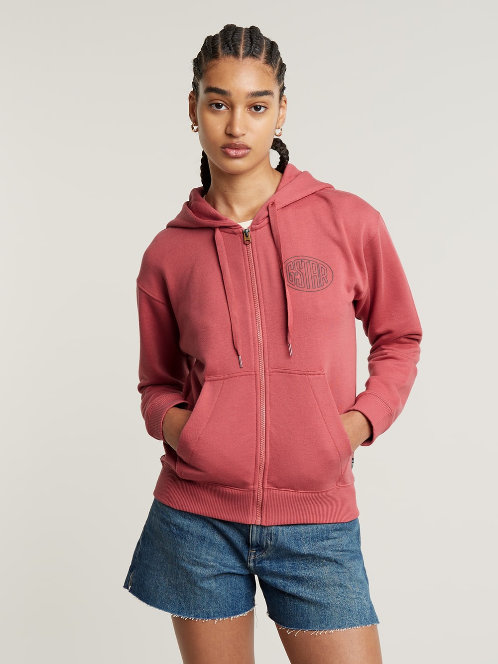 Hooded zip sweater women's top