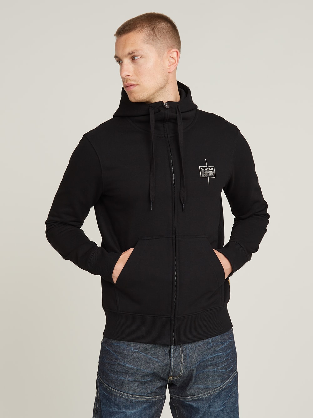 Logo Hooded Zip Thru Jacket Black G STAR GB