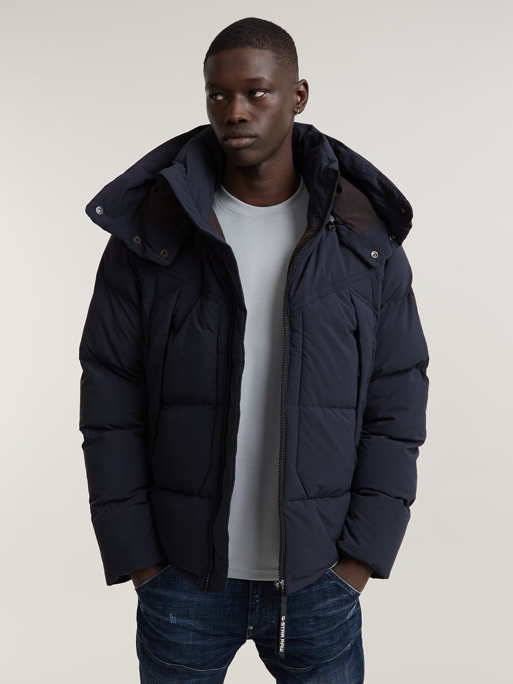 Wet look puffer jacket mens store