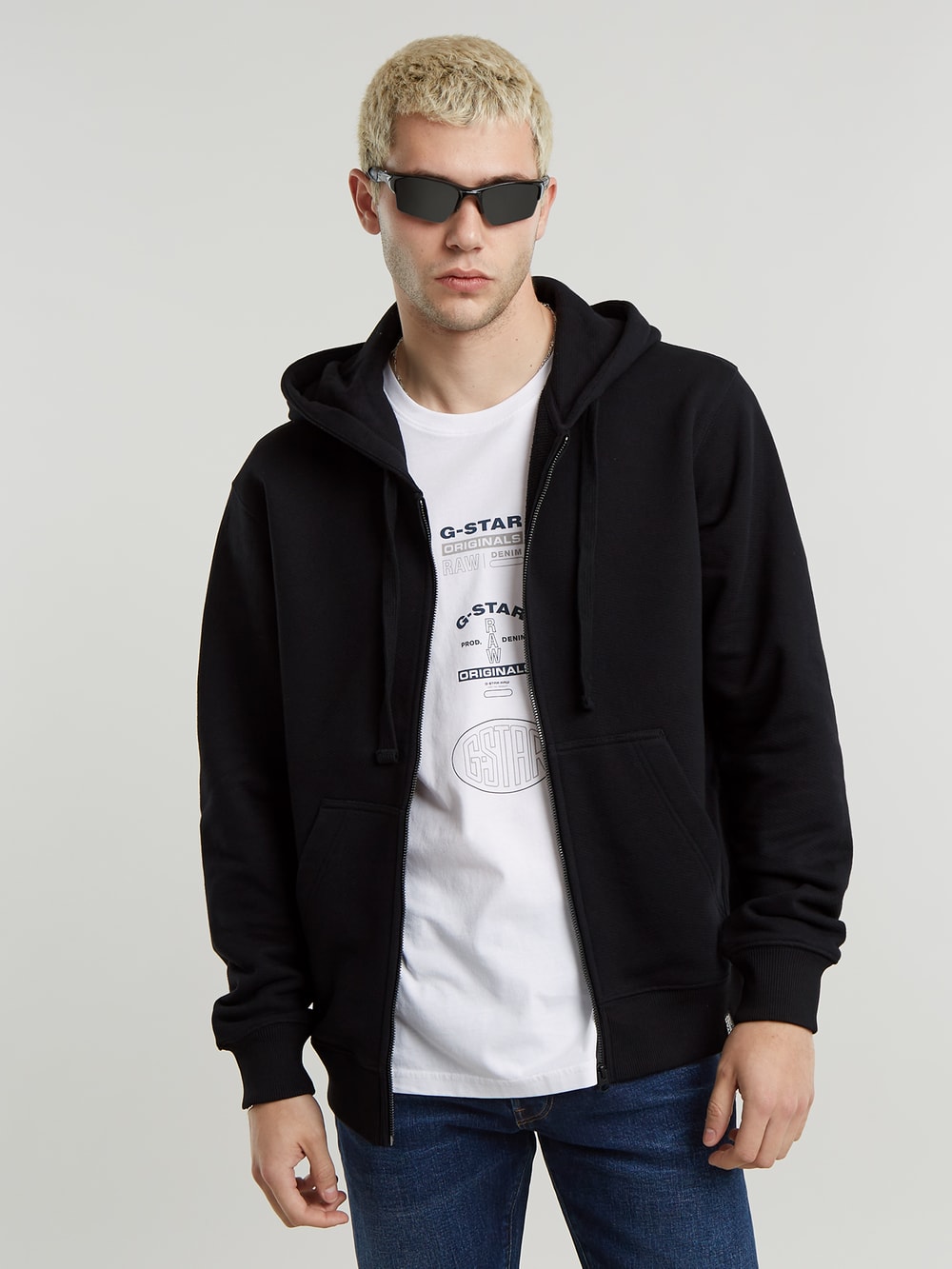 Mixed Woven Cargo Hooded Sweater | ブラック | G-STAR® JP