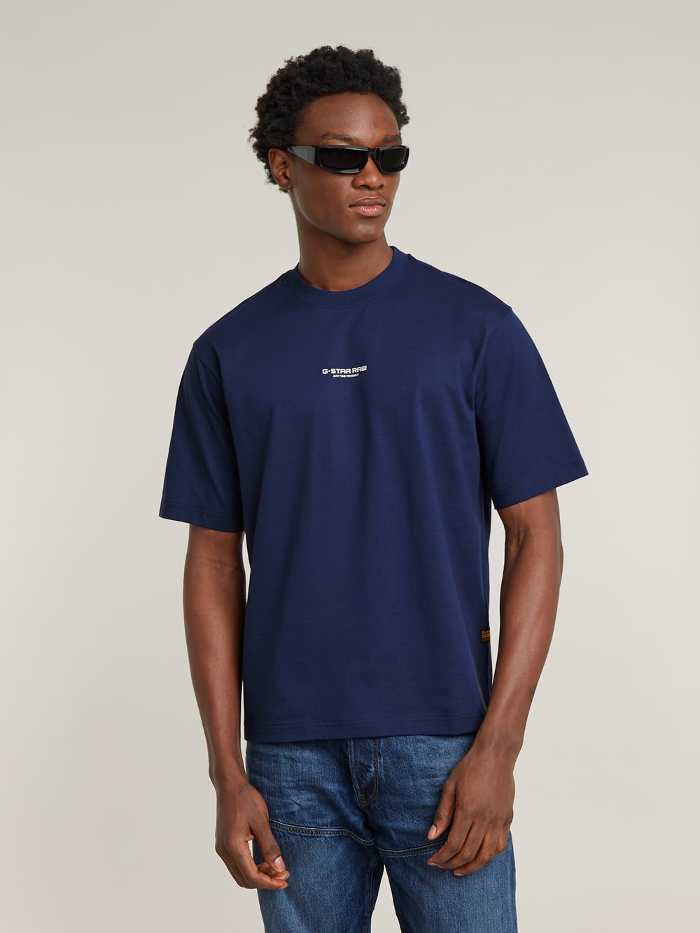 Overdyed Center Chest Loose T-Shirt | Medium blue | G-STAR® TW