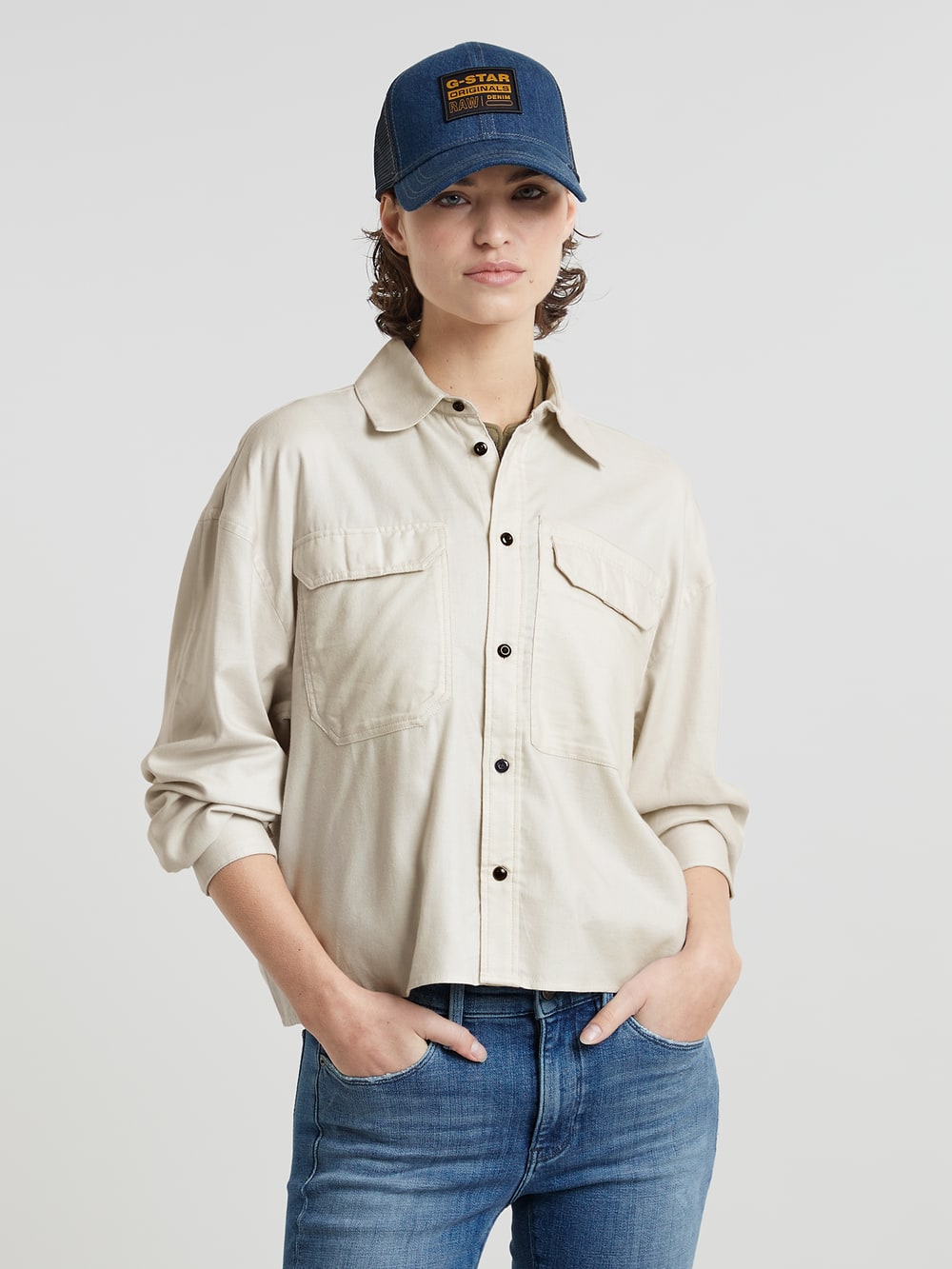 Cropped Wander Jacket Destroyed | Beige | G-STAR® SG