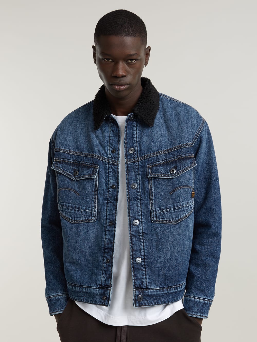 Sherpa denim jacket oversized on sale