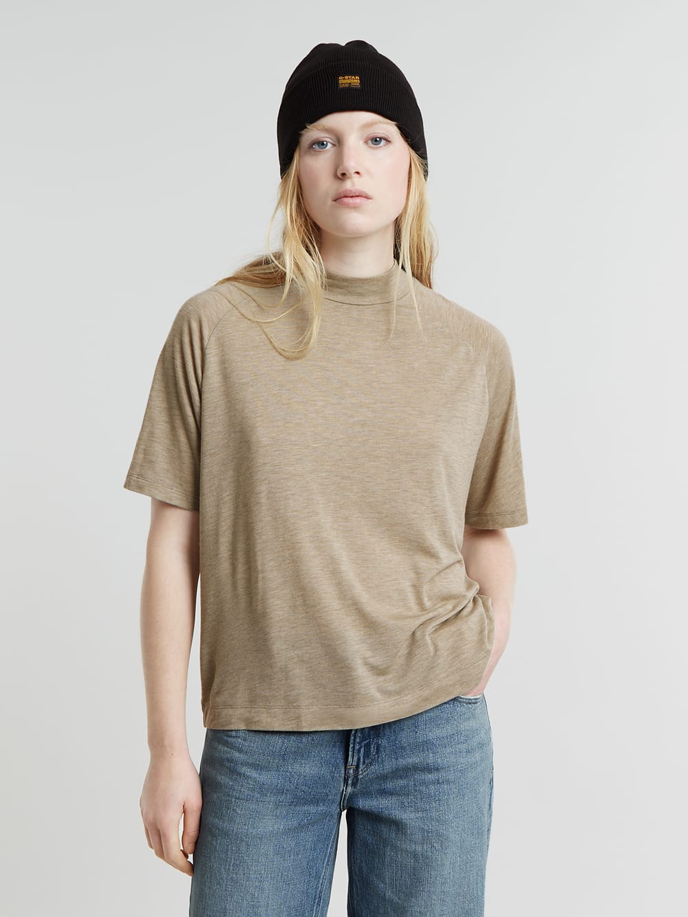 Saddle Sleeve Boxy Top | Beige | G-STAR® US