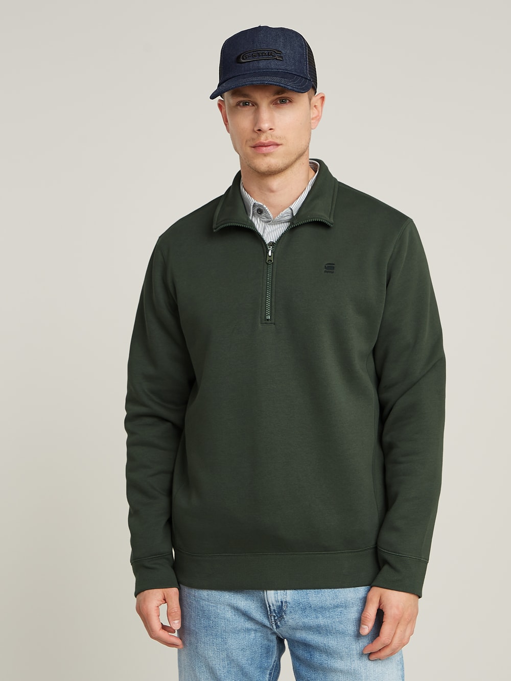 G-STAR ジースター PREMIUM CORE HALF ZIP SWEATER メンズ Premium Core Zip Thru Hoodie | ブラック | G-STAR® JP