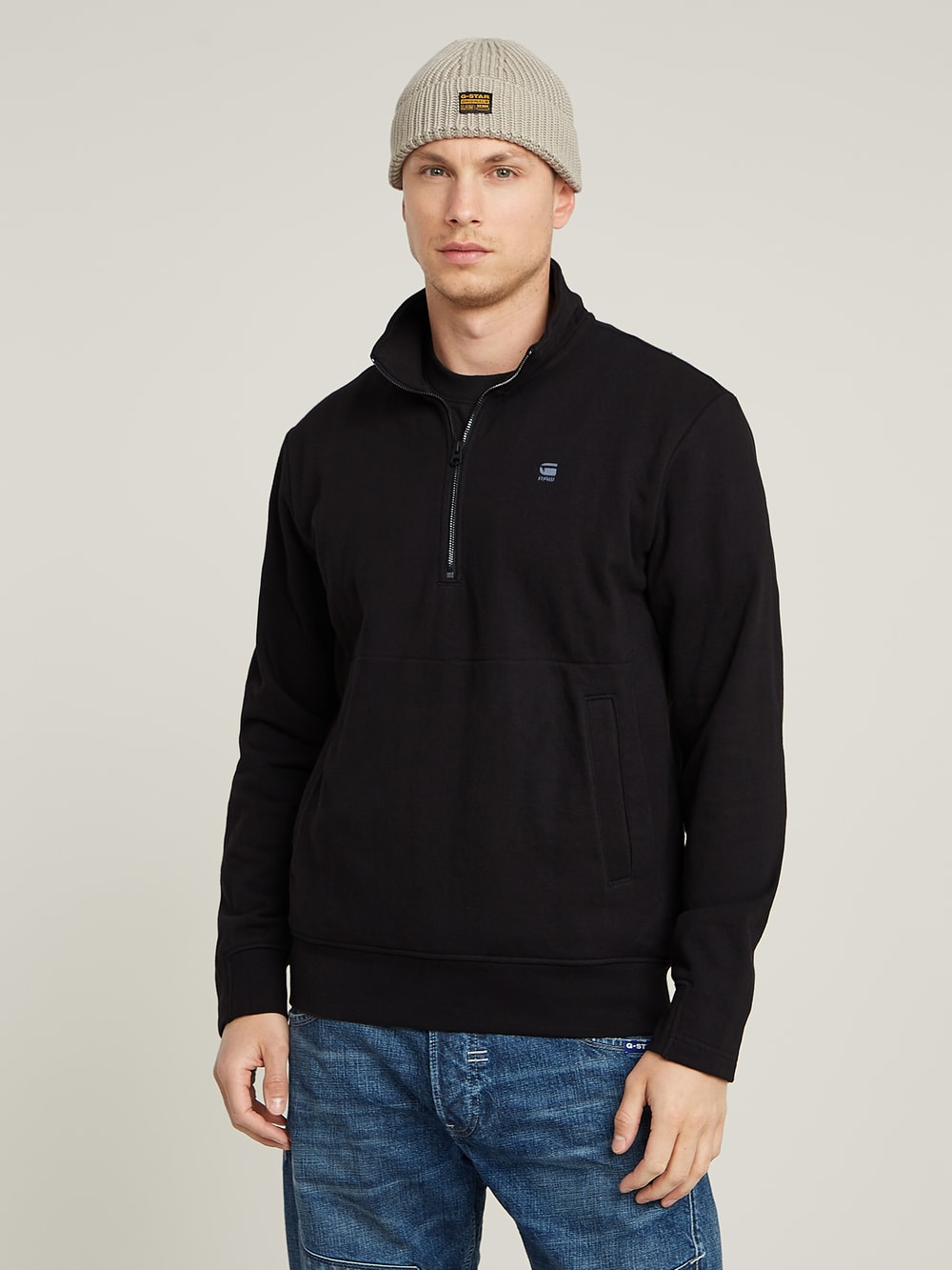 送料込★G-Star★Label Badge ハーフジップスウェットシャツ g-star-half-zip-sweater-label-